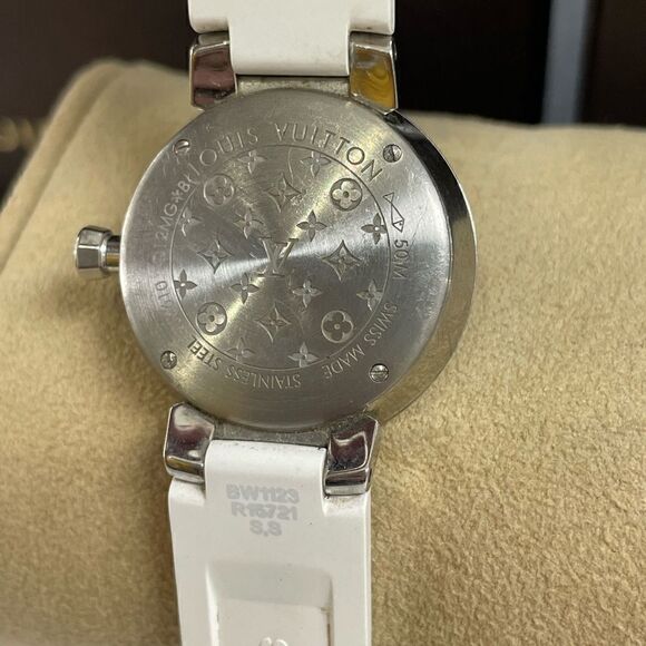 Authentic Louis Vuitton 28mm Tambour Diamond White wristwatch - Picture 7 of 11